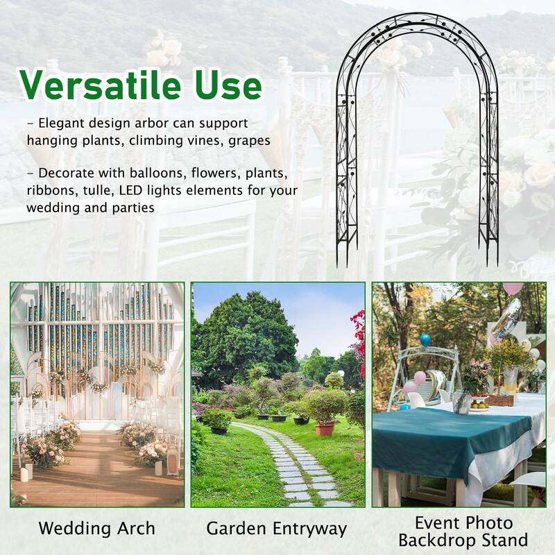 Steel Garden Arch Arbor Wedding Arch Backdrop Stand for Ceremony Party
