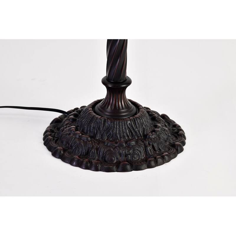 Tiffany-style Green Leaf Torchiere Lamp