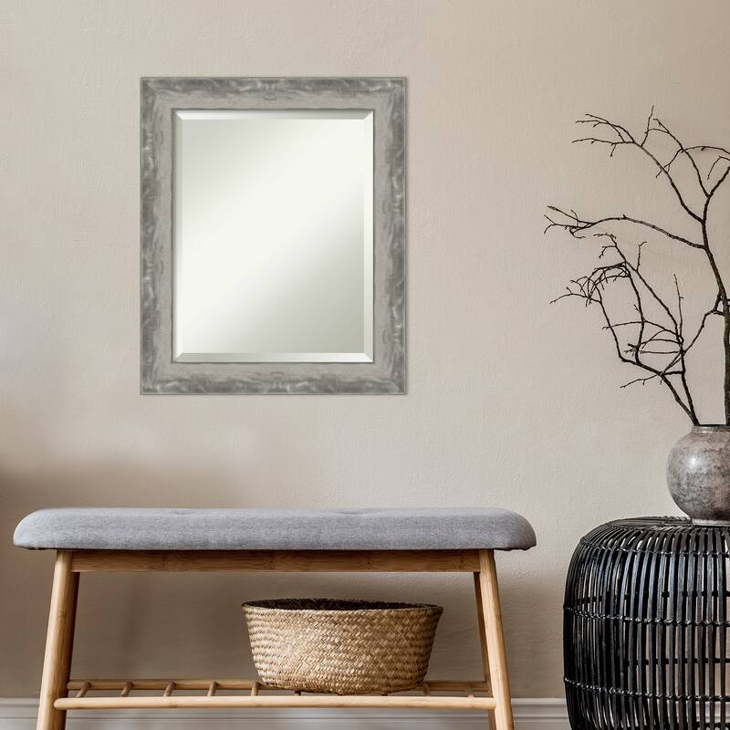 Beveled Wall Mirror - Waveline Silver Narrow Frame - Waveline Silver Narrow