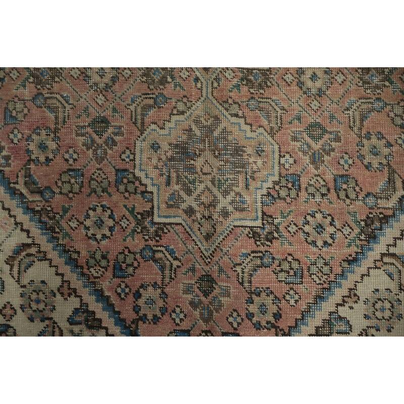 Hand Knotted Oriental 100% Wool Carpet Traditional Medallion Pink Tabriz Area Rug - 9' 4'' X 6' 4''