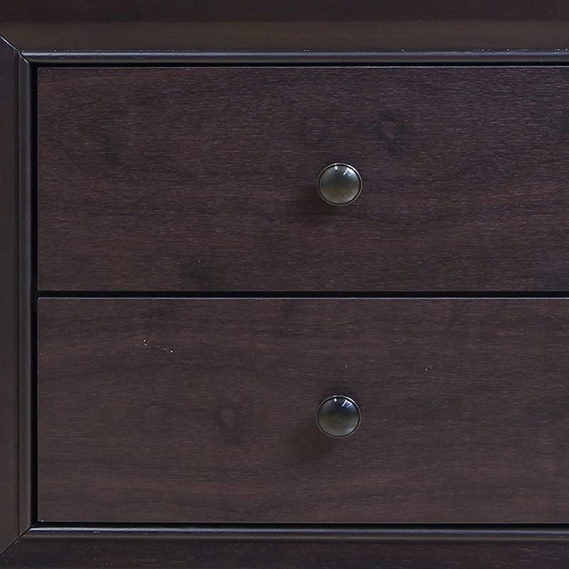 22" Espresso Two Drawers Solid Wood Nightstand