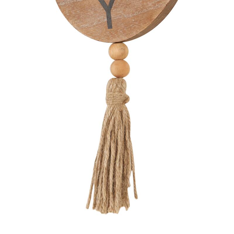 Brown or Black Wood Handmade Family Sign Bird Wall Decor with Tassel and Bead Accents