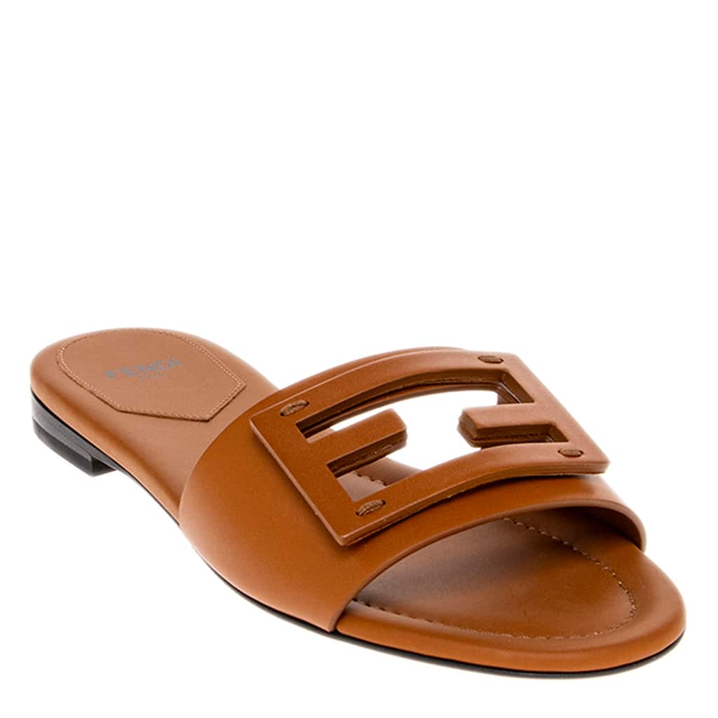 Fendi Baguette Leather Slides