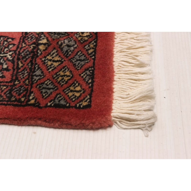 ECARPETGALLERY Hand-knotted Peshawar Bokhara Coral Wool Rug - 2'6 x 9'11