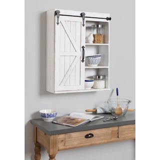 Kate and Laurel Cates Decorative Wood Cabinet with Sliding Barn Door