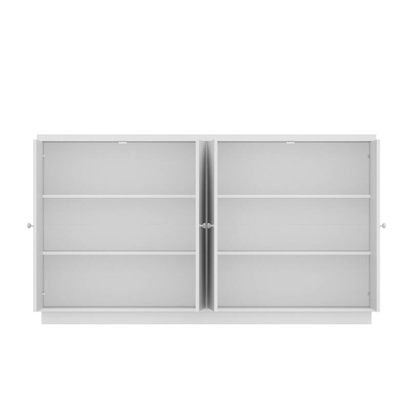White Sideboard with Ample Organizing Compartments for the Modern Home - 63"