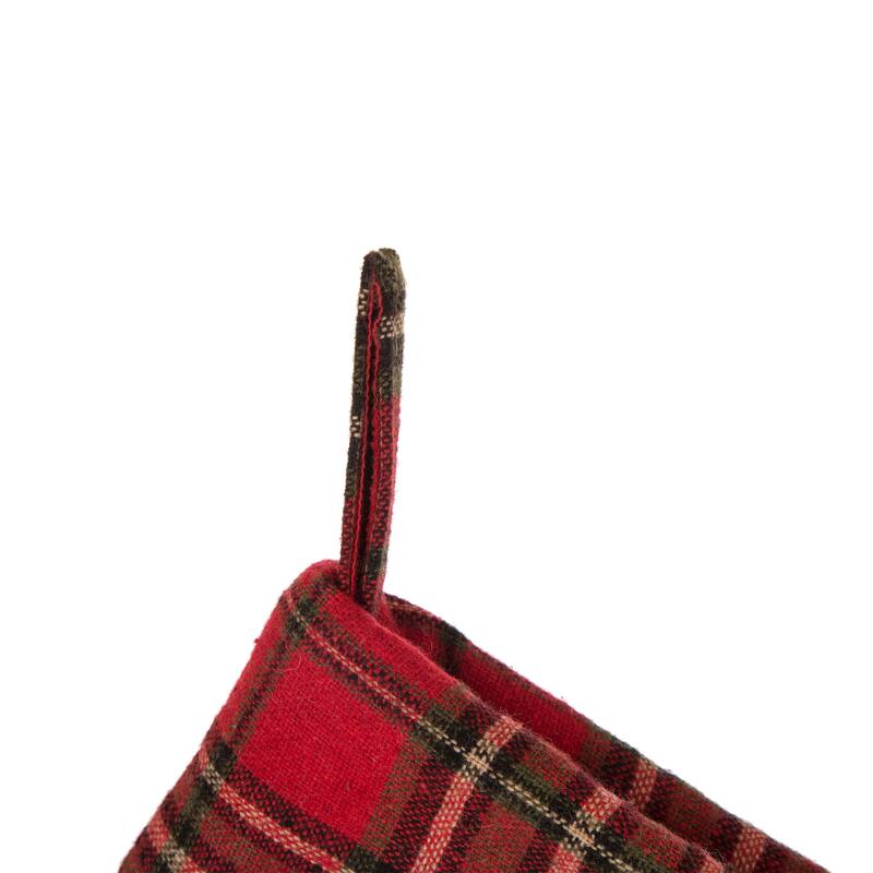Glitzhome 21"L Embroidered Linen Red Truck Dachshund Christmas Stocking