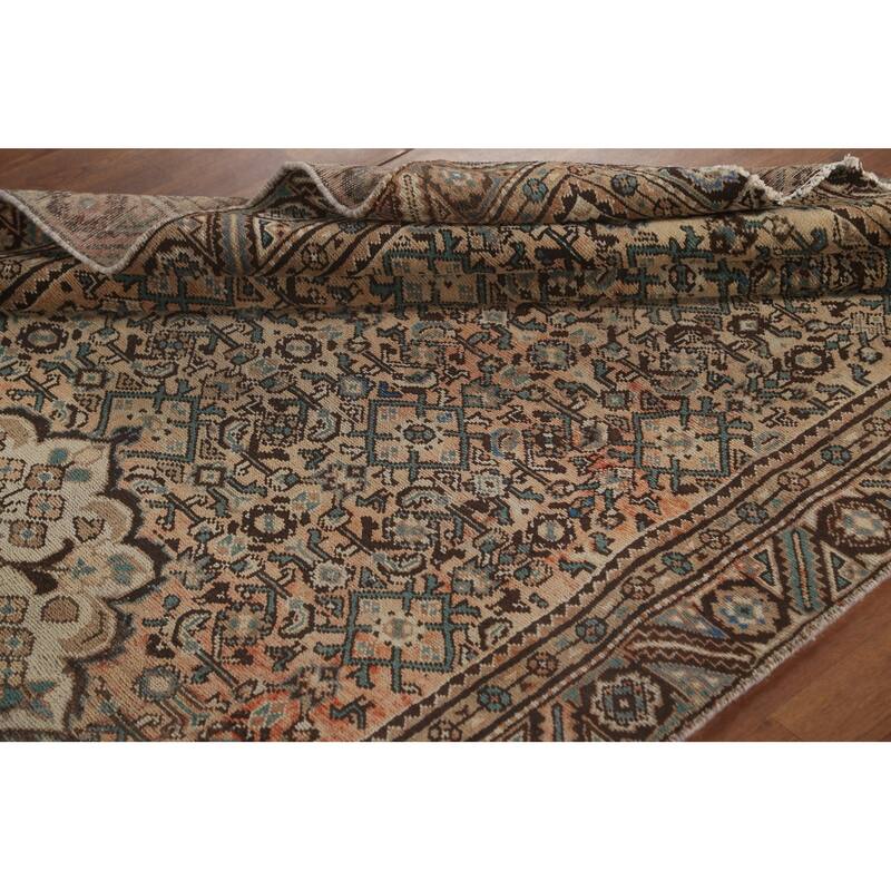 Hamedan Persian Vintage Area Rug Hand-Knotted Wool Carpet - 4'9" x 10'7"
