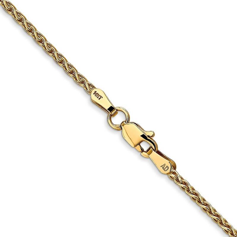 Curata 10k Yellow Gold 1.9mm Parisian Wheat Chain Bracelet