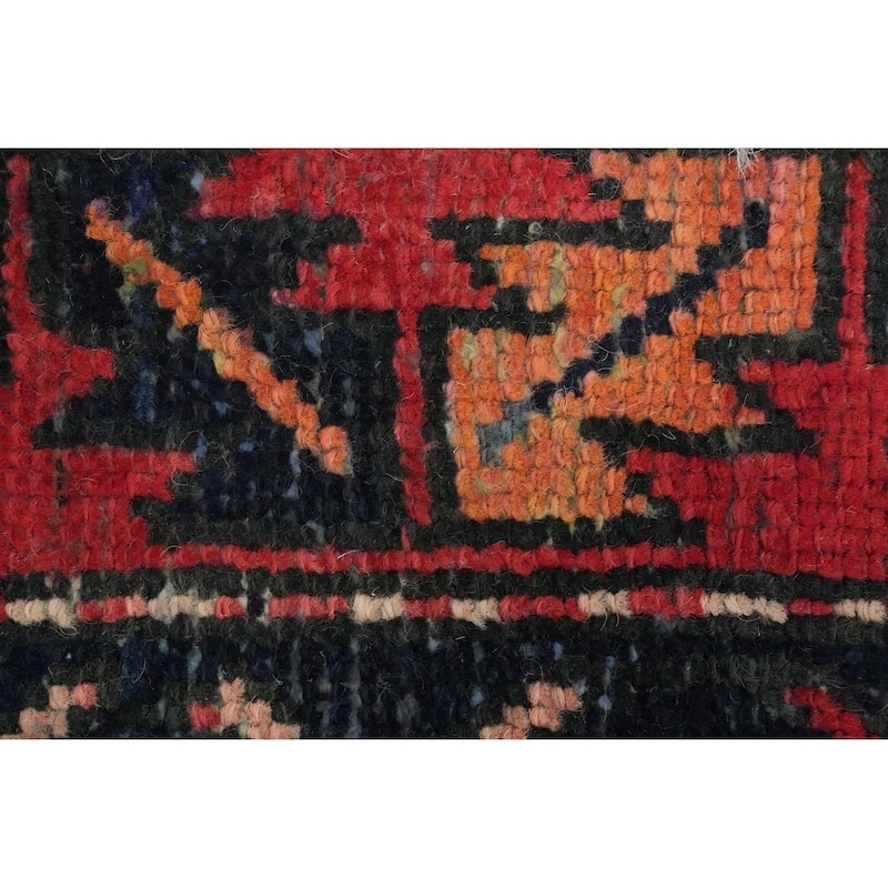 Hand Knotted Oriental 100% Wool Carpet Traditional Geometric Oranges & Rust Heriz Runner Rug - 9' 9'' X 3' 6''