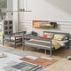 preview thumbnail 2 of 10, Gray Twin XL over Queen Size Solid Wood Bunk Bed with Ladder and Fence for Kids