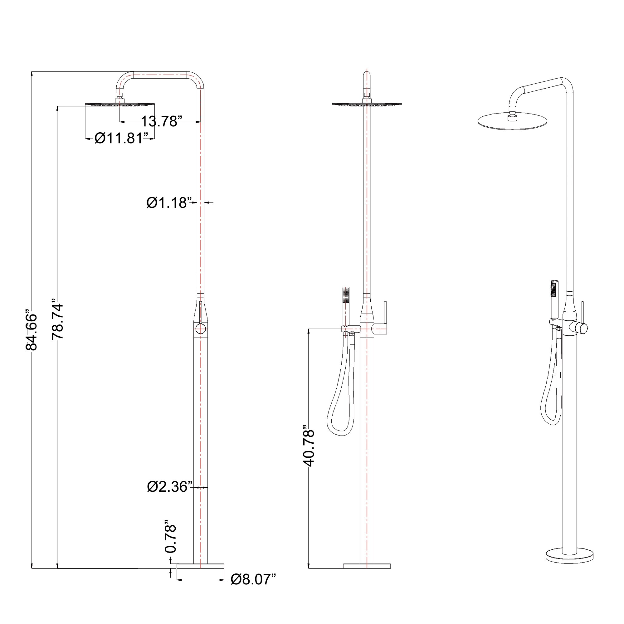 Rbrohant Freestanding Stainless Steel Outdoor Shower - On Sale - Bed Bath &  Beyond - 38050207