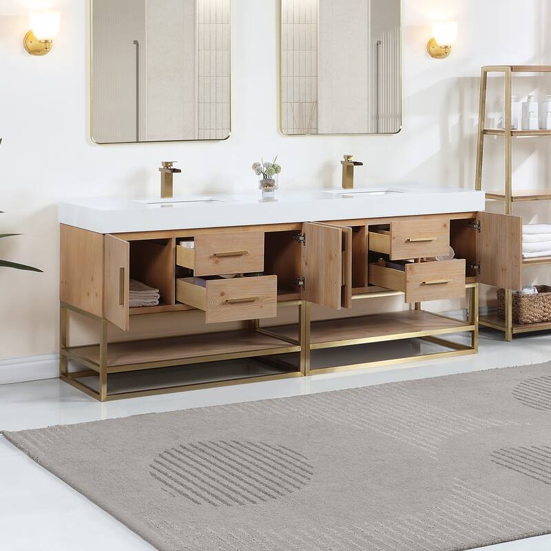 Altair Bianco Bath Vanity with White Composite Stone Top,no Mirror
