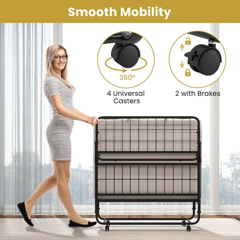 Costway Twin Size Folding Bed 38" x 75" Rollaway Guest Bed Portable
