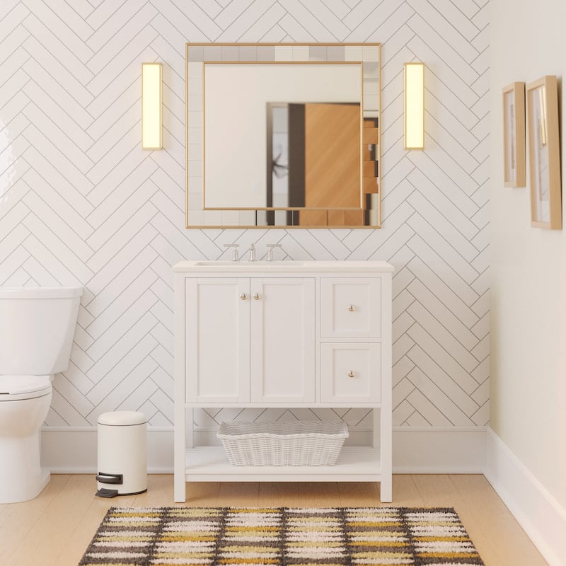 KitchenBathCollection Lakeshore 36" Bathroom Vanity with Engineered White Top