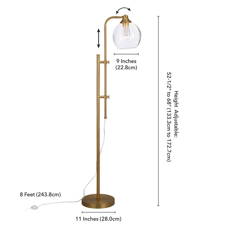 Antho Height Adjustable Floor Lamp with Glass Shade