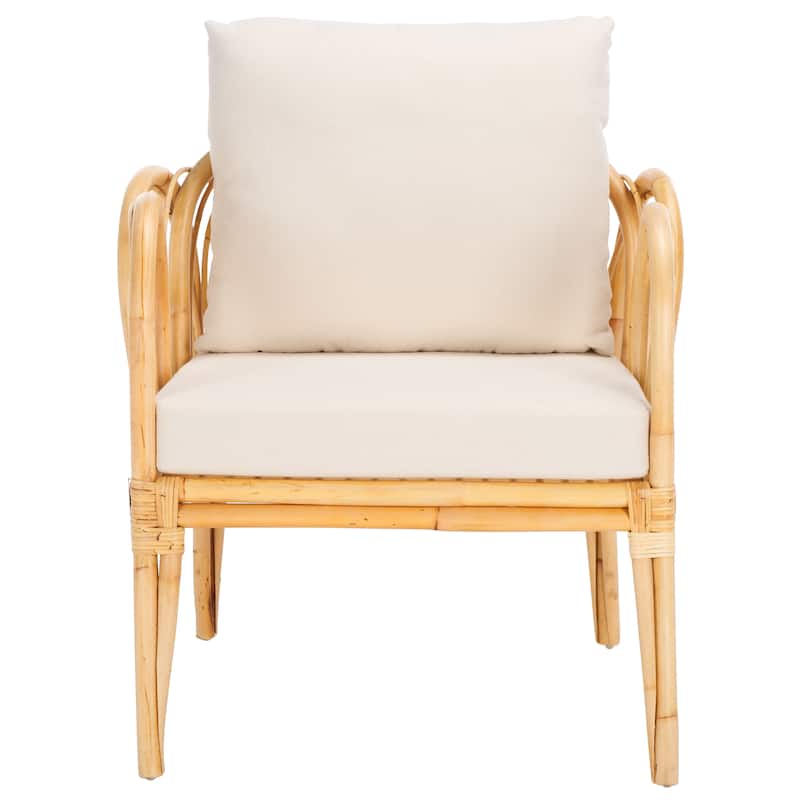 SAFAVIEH Coralie Boho Coastal Solid Wood Accent Chair with Cushion - 28"W x 28"D x 30"H