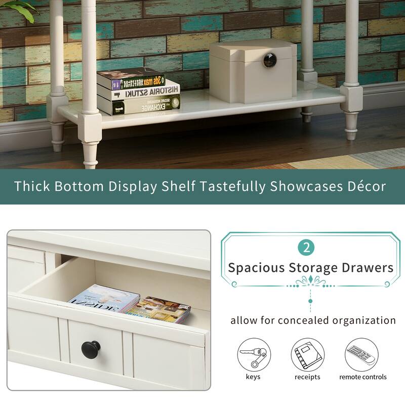 Daisy Series Console Table Traditional Design with Two Drawers and Bottom Shelf