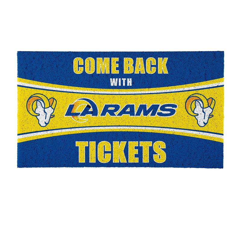 Los Angeles Rams 28 in. x 16 in. PVC "Come Back With Tickets" Trapper Door Mat