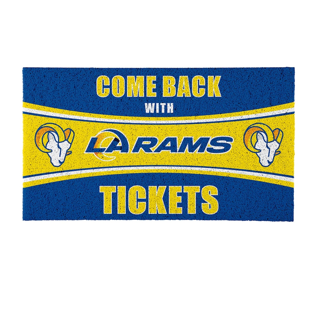 Los Angeles Rams 28 in. x 16 in. PVC "Come Back With Tickets" Trapper Door Mat