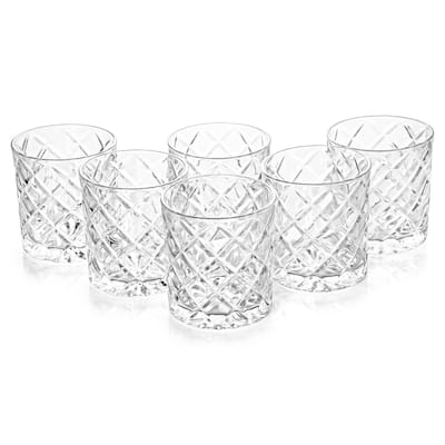 STP Goods Old Fashioned Diamond Low Ball Glasses Set of 6