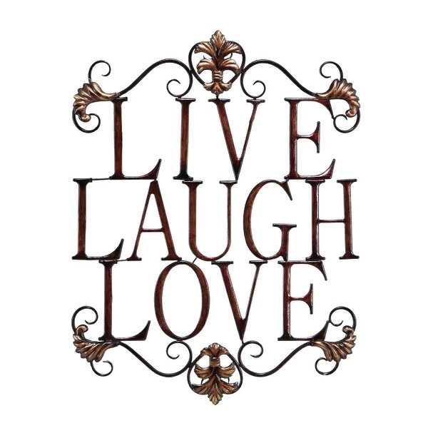 Shop Benzara Live Laugh Love Metal Wall Art, Brown - Free ...