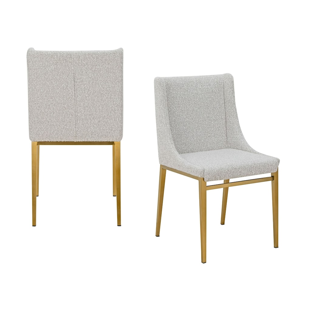 Modrest Mimi Modern Light Grey Fabric + Antique Brass Dining Chair (Set of 2)
