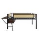preview thumbnail 6 of 7, Metal Loft Bed with Storage Shelves and Ladder, Black+Brown