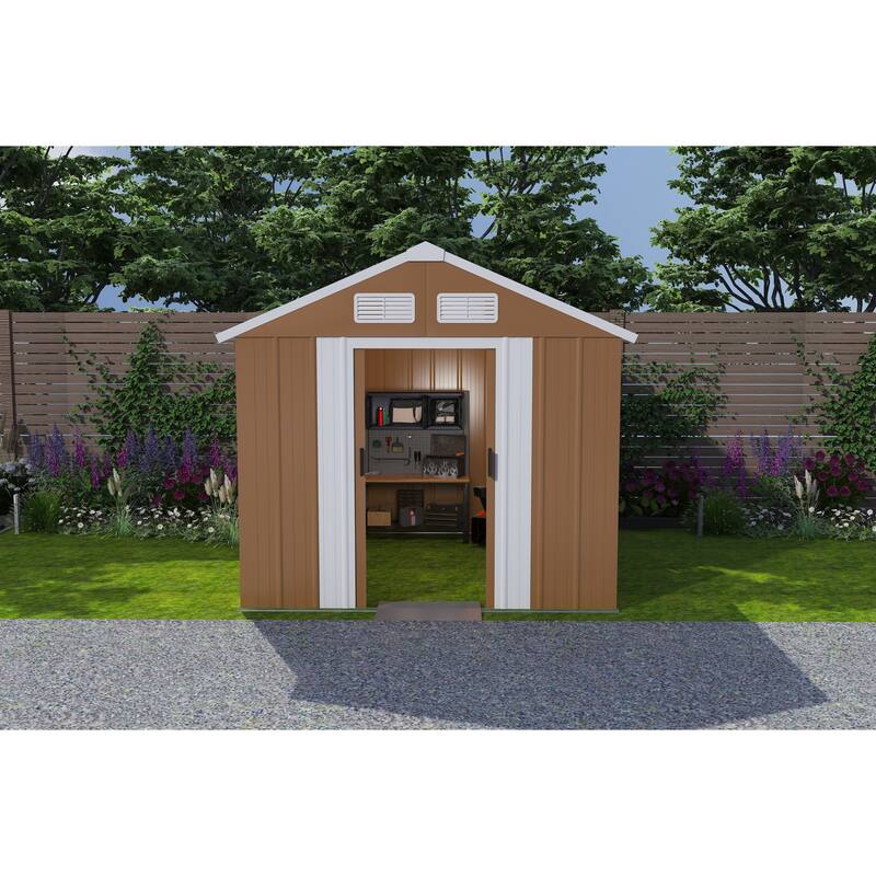 6X4 FT Heavy-Duty Metal Storage Shed with Windows, Lockable Door & Ventilation - Weatherproof Outdoor Garden Shed