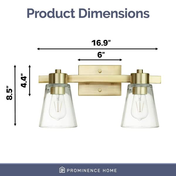 dimension image slide 0 of 2, Prominence Home Fairendale, Vanity Light, Soft Gold - Soft Gold