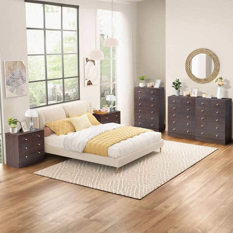 Modern Simple Dresser P2 Particle Board Storage for Bedroom, Living Room, or Home Office
