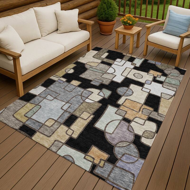 Machine Washable Indoor/ Outdoor Contemporary Prenner Chantille Rug