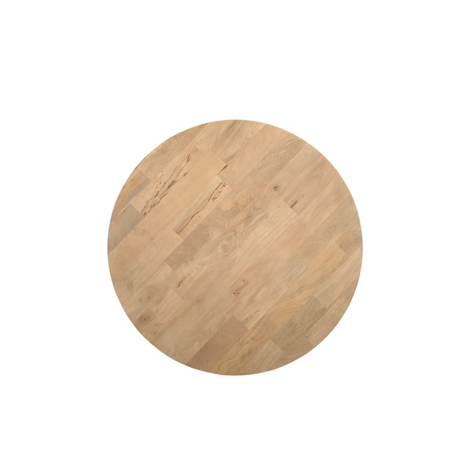 HomeRoots 24" Natural Solid Wood Round Cross Leg End Table