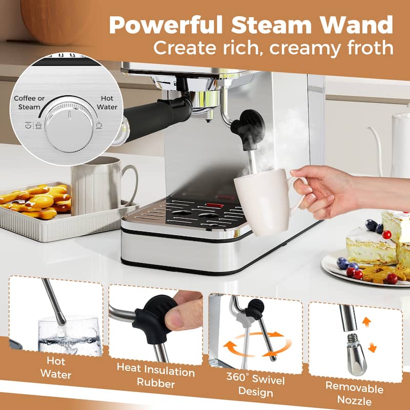 Gymax Espresso Machine 20 Bar w/Milk Frother 57OZ Removable Water Tank