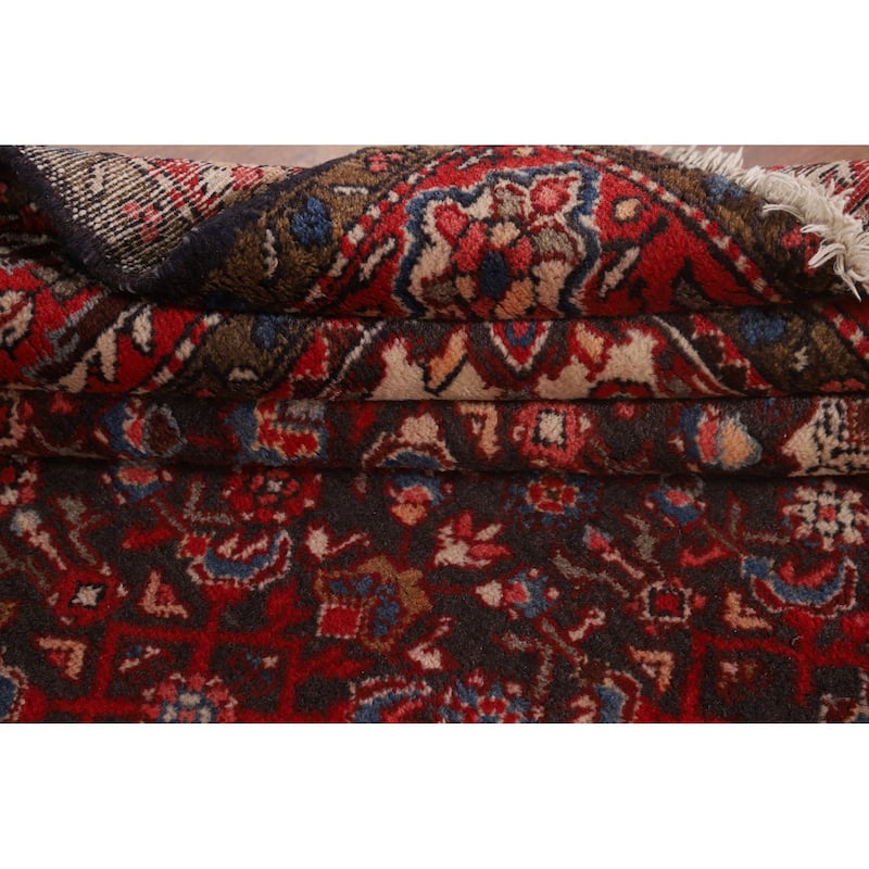 Hamedan Persian Vintage Rug Hand-Knotted Geometric Wool Carpet - 5'1"x 10'3"