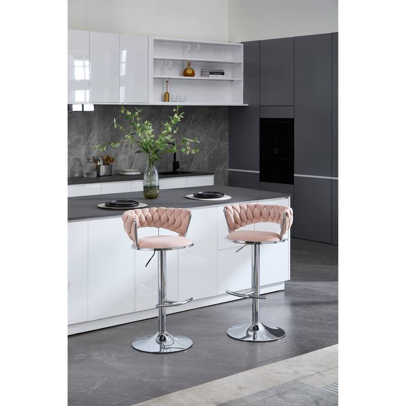 Ostweer Furniture Cream Swivel Simple Bar Stool Set of 2