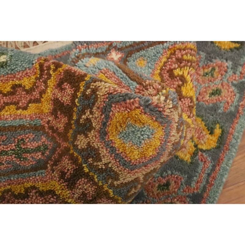 Hand Knotted Oriental 100% Wool Carpet Traditional Geometric Green Kazak Runner Rug - 10' 1'' X 2' 5''