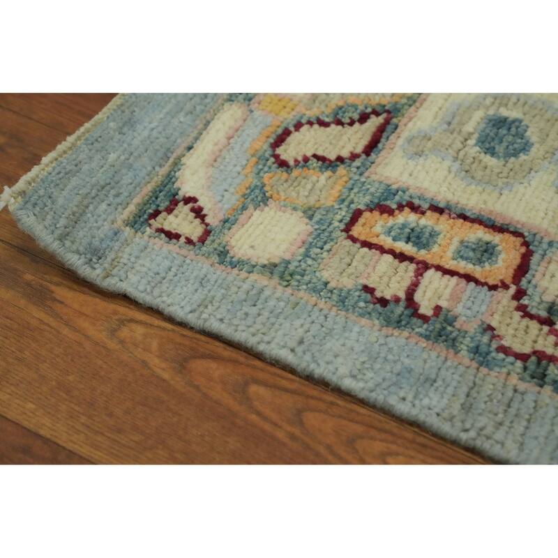 Vegetable Dye Wool Oushak Turkish Area Rug, Medallion Geometric Carpet - 11' 11'' X 9' 0''