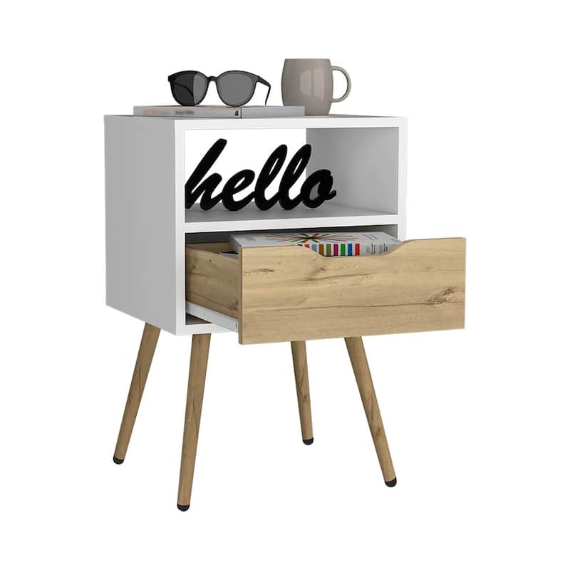 Bedroom Nightstand With Open Shelf