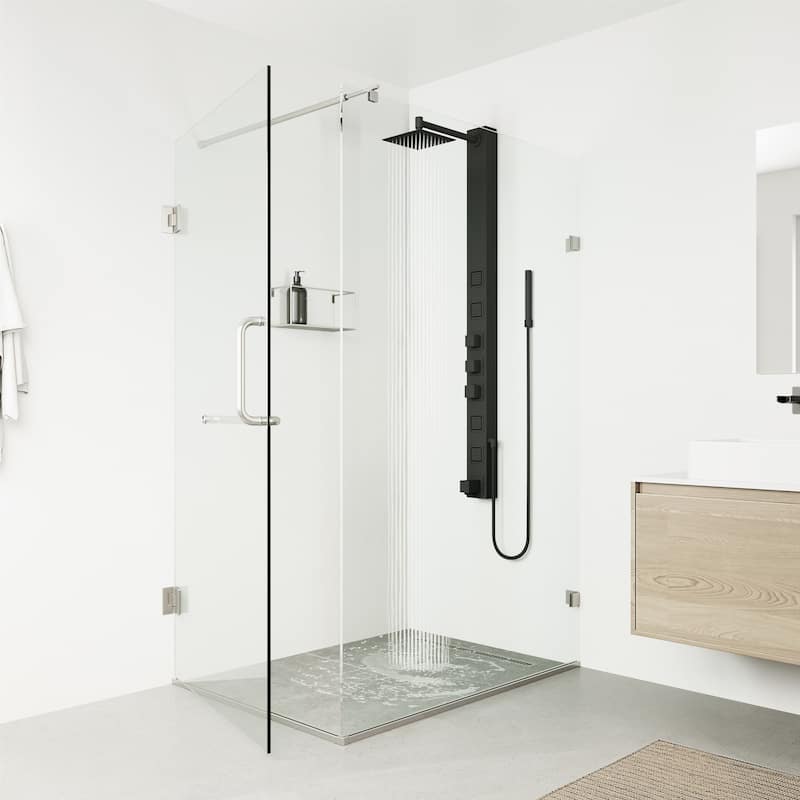 VIGO Bowery 58" H x 4" W 4-Jet Shower Panel with Square Shower Head and Tub Filler