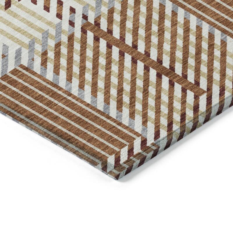 HomeRoots Plaid Transitional Rectangle Outdoor Rug