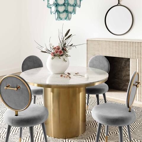 Kylie Oval-back Armless Velvet Dining Chair