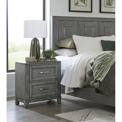 Nightstand with 2x Storage Drawers Wooden Bedroom Furniture 1pc