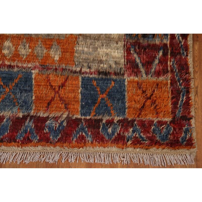 Hand Knotted Oriental 100% Wool Carpet Modern Tribal Brown Moroccan Area Rug - 9' 11'' X 6' 8''