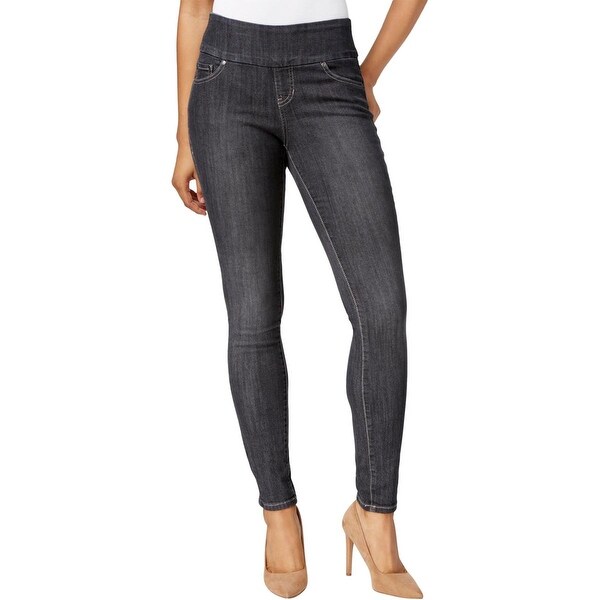 high rise pull on jeans