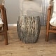 preview thumbnail 9 of 19, Gray Mother of Pearl Shell Handmade Shell Mosaic Hexagon Accent Table with Brown Accents