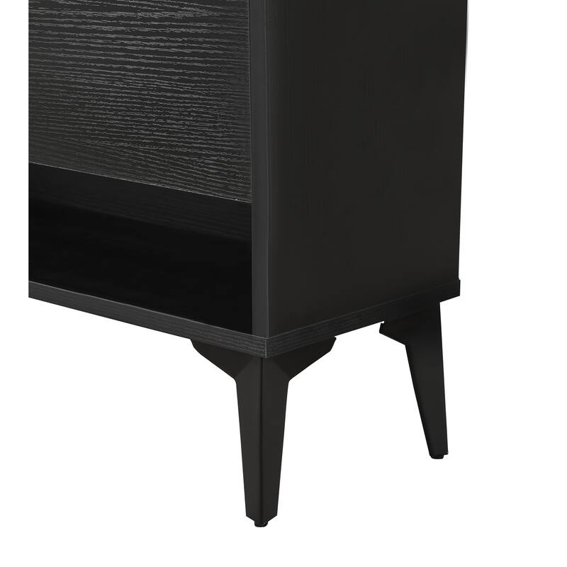 Modern Wood Shoe Storage Cabinet - 2 Flip Drawers and Drawer