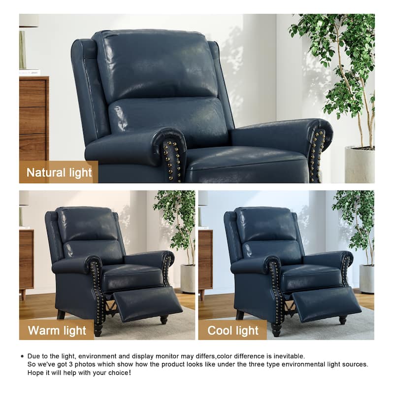 Alisa 35'' W Vegan Leather/ Linen Glider Push Back Recliner Chair
