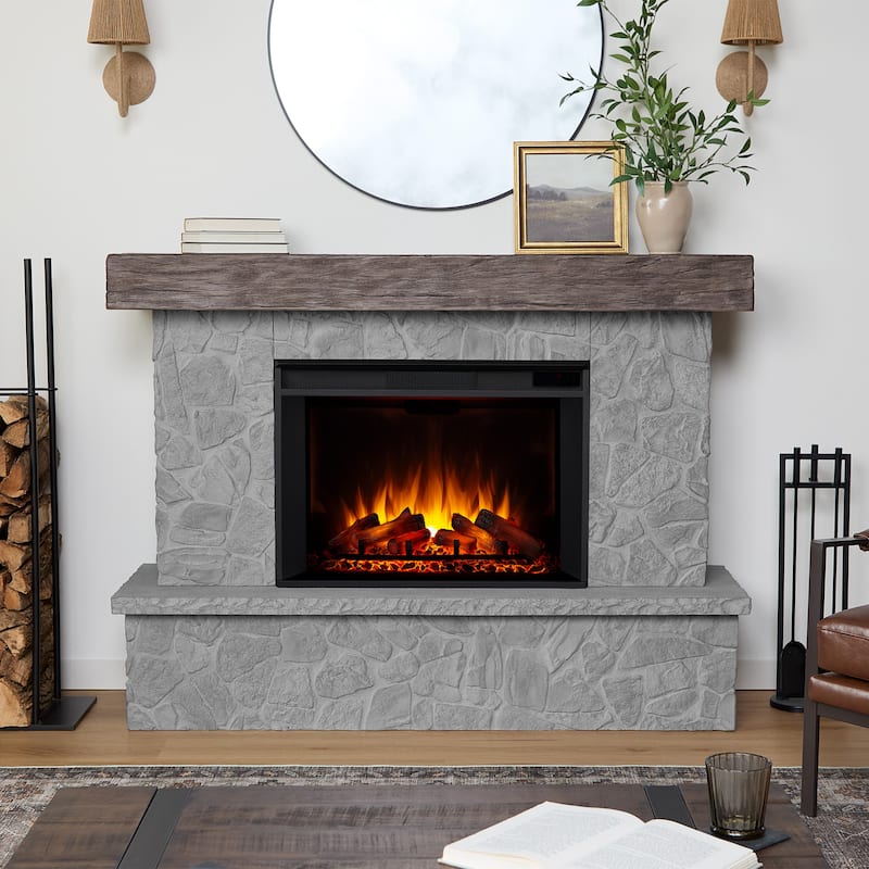 Odette Grand Electric Fireplace by Real Flame - Glacier Stone