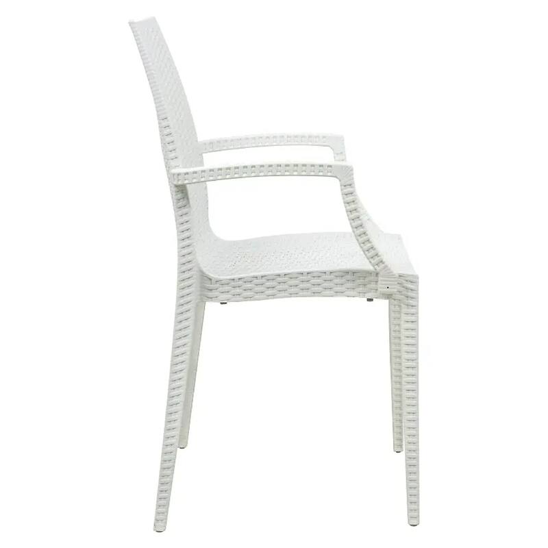 Mace Polypropylene Stackable Armrest Patio Dining Chair with Woven Design for Outdoor Dining Patio Indoor Gatherings